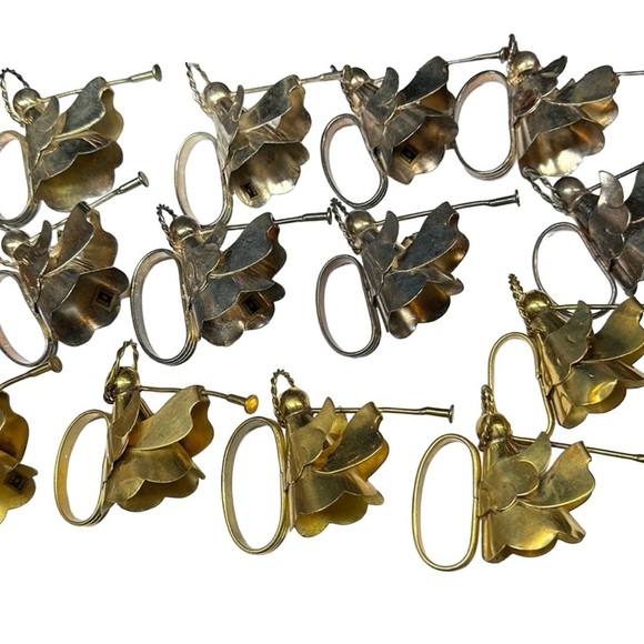 Vtg Set of 13 8 Silver Plated 5 Brass Angels Horns Napkin Rings Christmas 2” - Picture 3 of 9